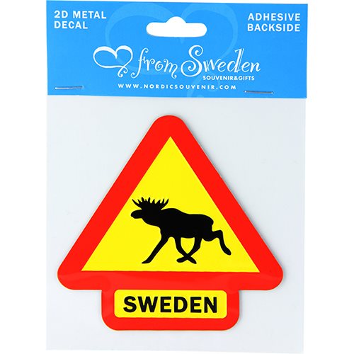 Aluminium-dekal Älgvarning Sweden
