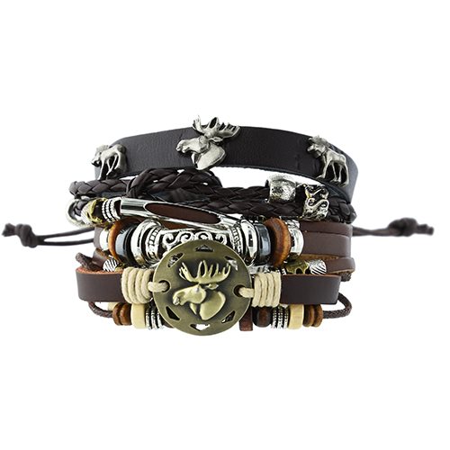 Armband Älg, metall/läder, 3 mod, refill