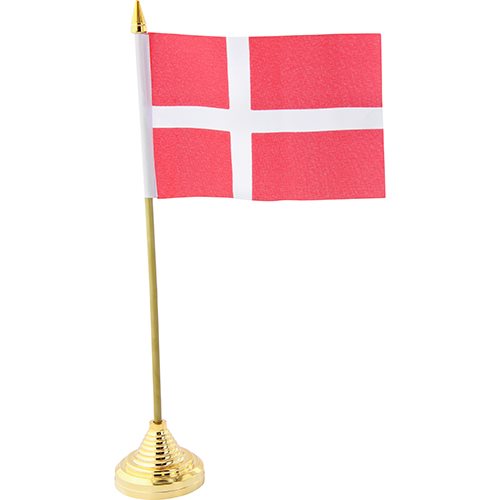 Bordsflagga Danmark, 31cm (guld)