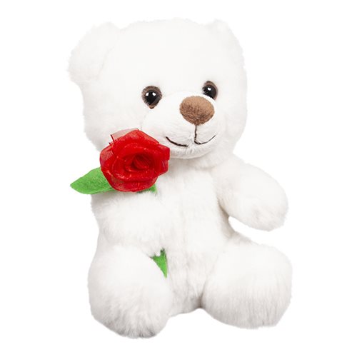 Nalle med ros, 25 cm