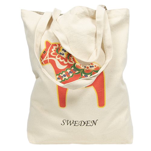 Tygväska, Sweden, Dalahäst, vit 38*42 cm