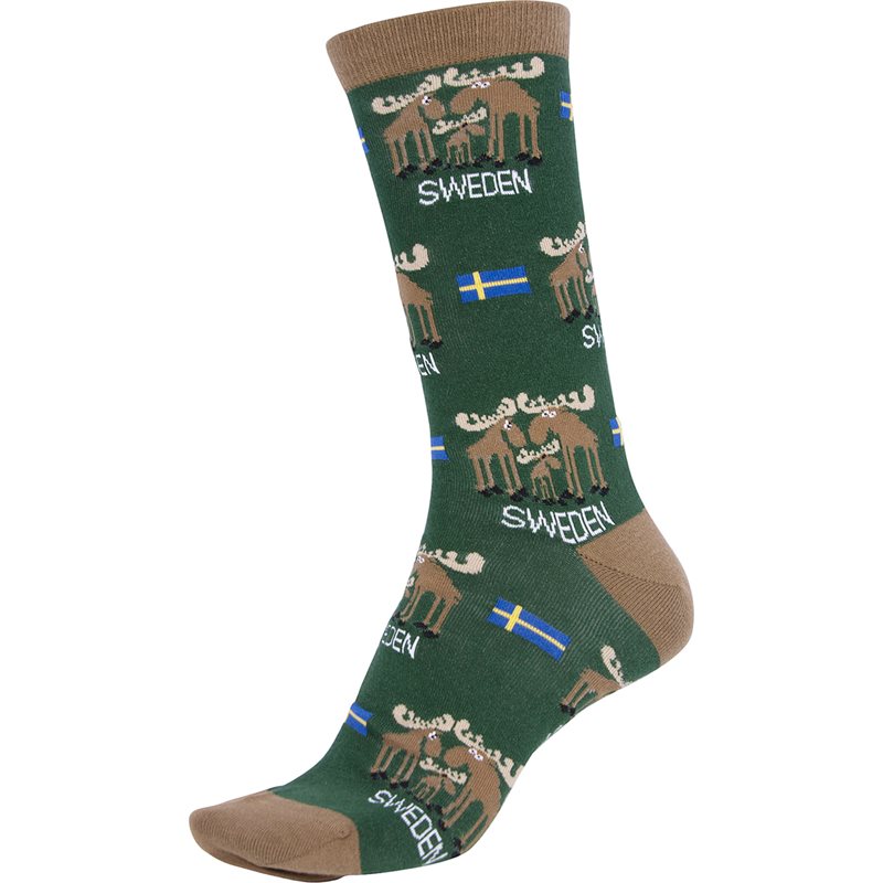 Strumpor FROST Älgtrio småmönstrad, grön/brun strl. 40-45