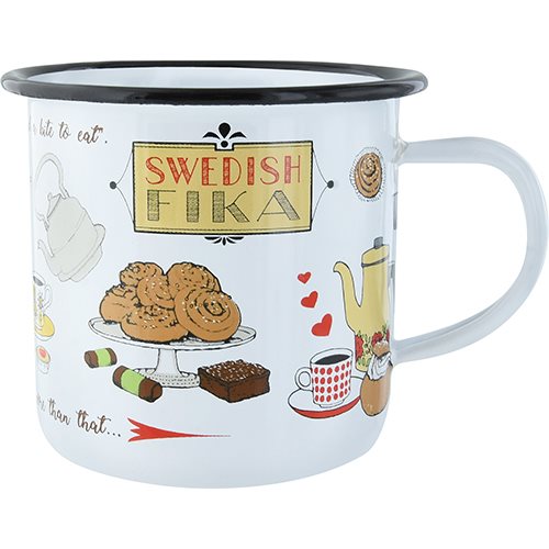 Emaljmugg Swedish fika, 35cl