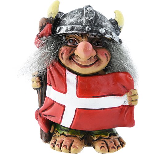 Vikingtroll m Danmarkflagga, 5,5 cm