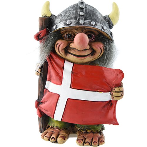 Vikingtroll m Danmarkflagga, 9cm
