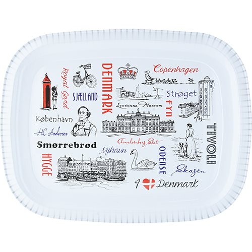 Bricka Danmarks-teckning, 32x25cm