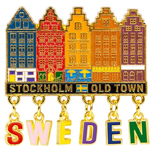 Magnet guld, Stockholm, old town husen, berlocker Sweden