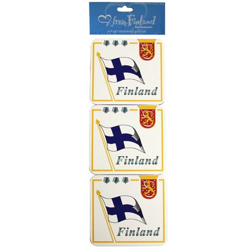 Glasunderlägg Finland flagga, 6-pack