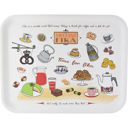 Träbricka, Swedish Fika, 36x28 cm