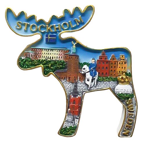 Magnet Älg med Stockholm