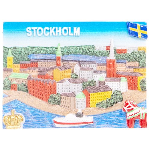 Magnet Riddarholmen, dalahäst, krona, flagga