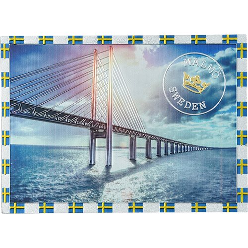 Magnet Öresundsbron Malmö m folieeffekt 90x65mm