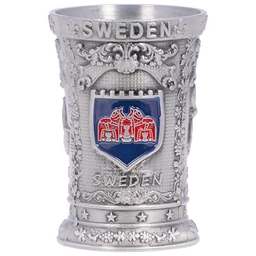 Shotglas, metall viking, dalahäst, älg Sweden