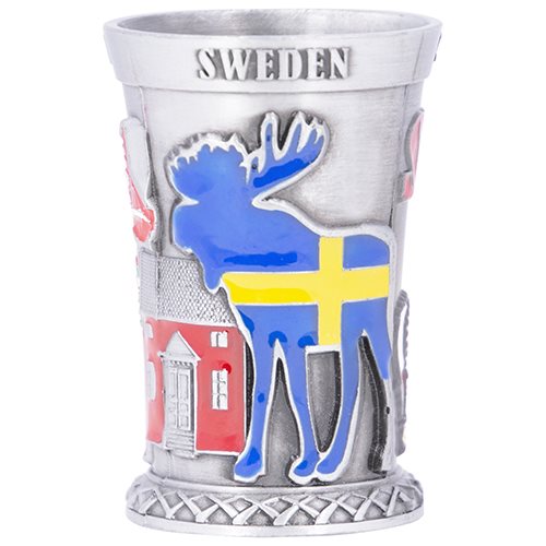 Shotglas metall Dalahäst, Älg Sweden