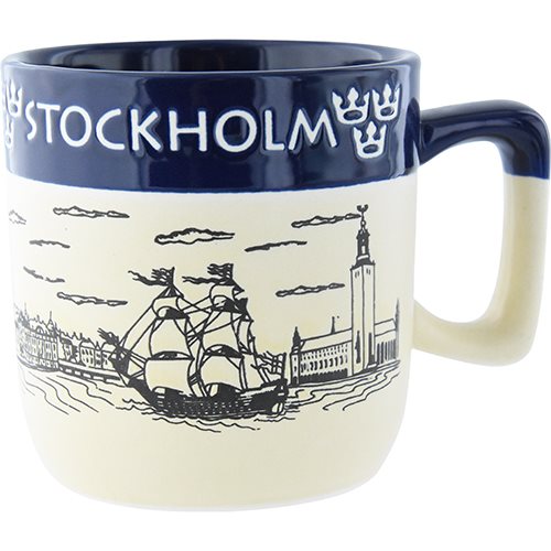 Mugg Stockholm tvåton blå