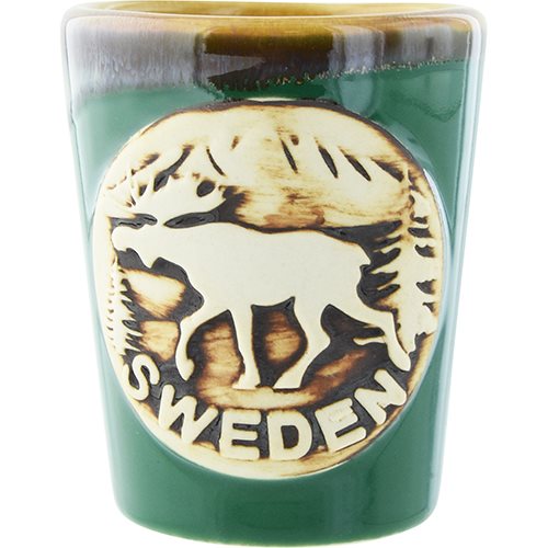Bägare Älg, Sweden, grön, 3 cl