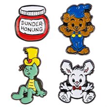 Pin Bamse set 4 st, 20mm, Bamse, Skalman, L Skutt, Dunderhon
