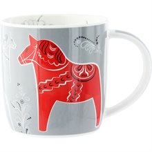 Mugg Dalahäst Kurbits Swe grå, 37cl