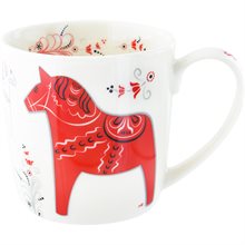 Mugg Dalahäst Kurbits vit, 27 cl